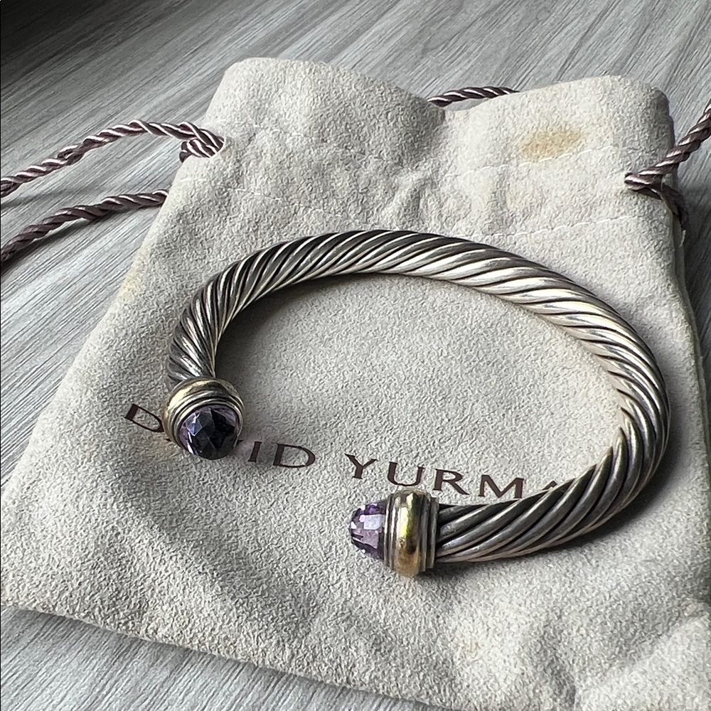 Authentic David yurman amethyst cuff cable bracelet